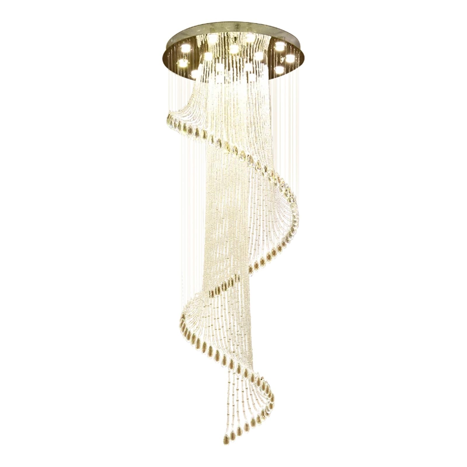 Lustre escalier moderne rotatif en cristal pour loft et villa
