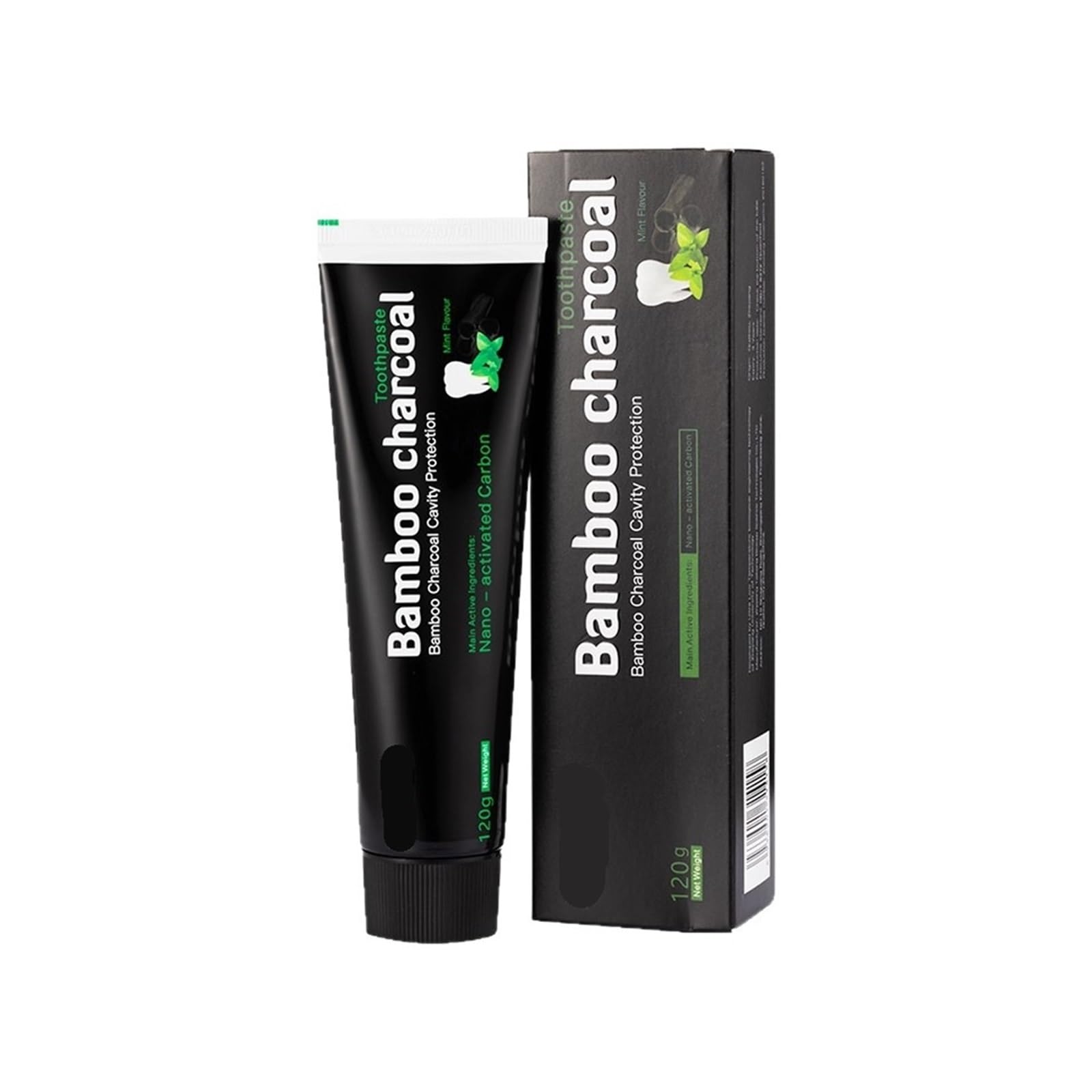 Pasta de dientes de carbón de bambú y menta 120 g | Pasta de color oscuro, una gran ayuda for la limpieza diaria de los dientes y refresca el aliento(3pcs)