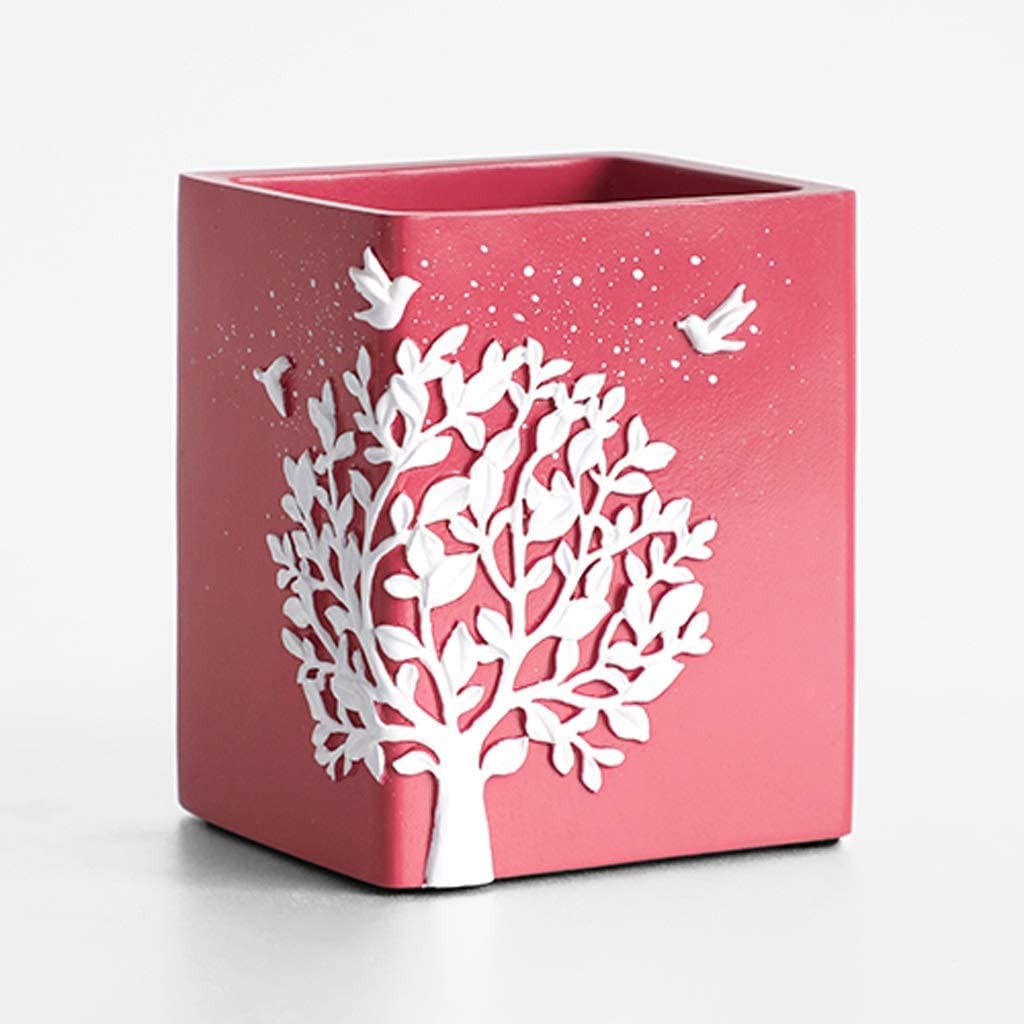 AZHKJKZH Desk Tidy Caddy Pen Holder Environmentally Friendly Resin Beautiful Stationery Modern Daily Used In Office Classroom Family Office Supplies(B)