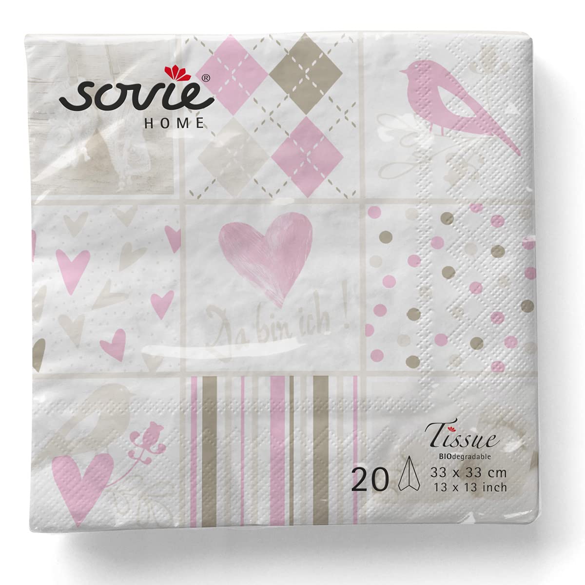 Sovie HOME Servietten BINE Rosa – 3-lagiges Tissue, 33x33 Cm, Für Babyshower & Hochzeit