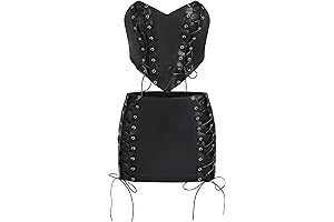 Women's 2-Piece Leather and Lace Outfits: Alluring and Edgy