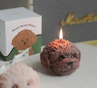 Teddy Dog Shaped Scented Candle,100G Cute Puppy Animal Aroma Soy Wax Decorative Novelty Candle for Table Photo Prop Birthday Gift,Prefect for Meditation Stress Relief Mood Boosting Brown
