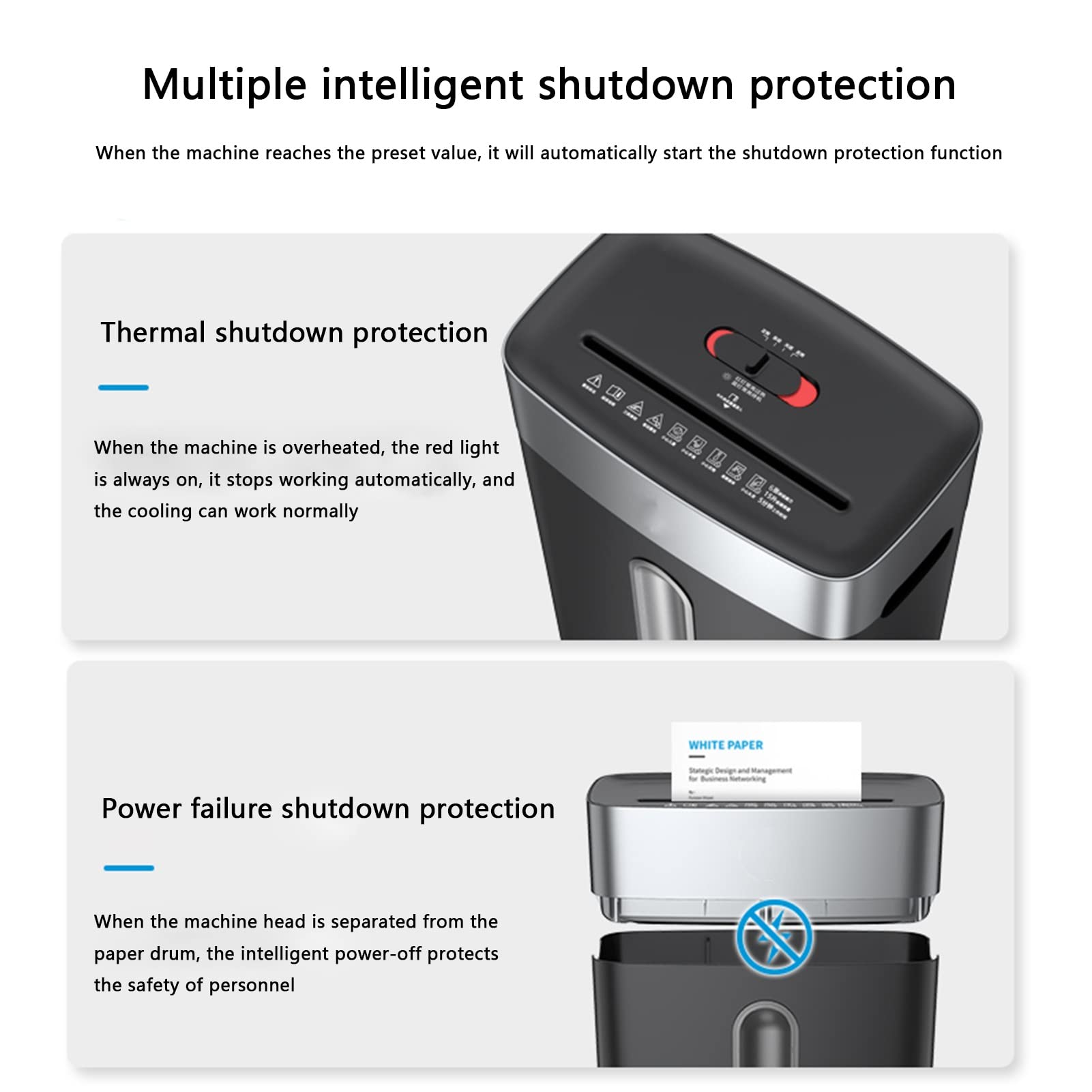 Trituratore a taglio trasversale per ufficio domestico, capacità 6 fogli, distruggi carta a prova di inceppamento, distrugge carta/carte di credito/graffette, livello di sicurezza P-4