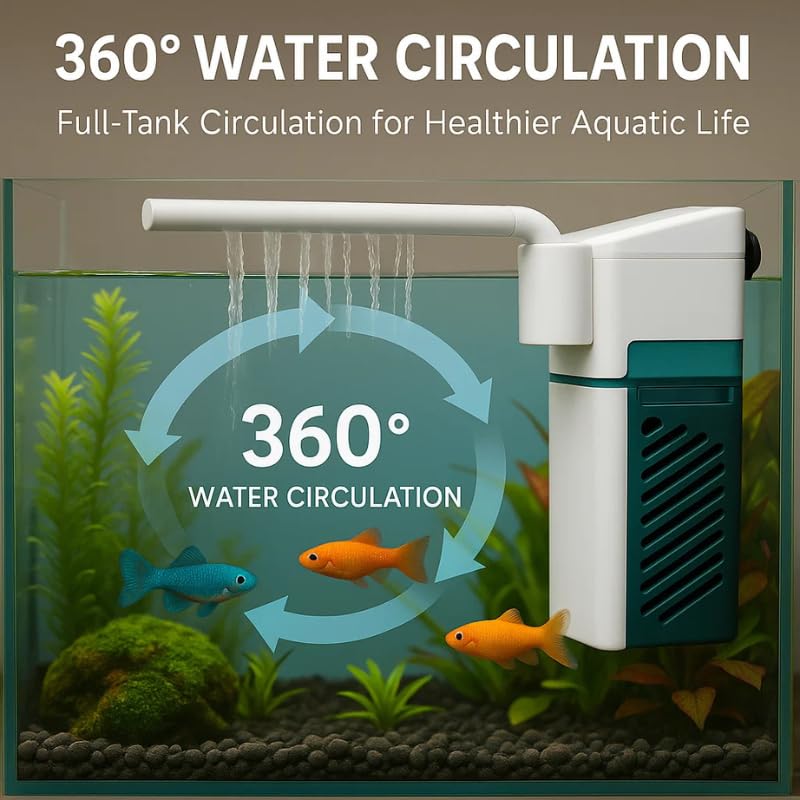 Image of VAYINATO LY 001F Mini Waterfall Internal Filter - Premium White, 2W Ultra Quiet Aquarium Filter, 280 L /H Flow, Suitable for Nano Fish Tanks & Small Aquariums