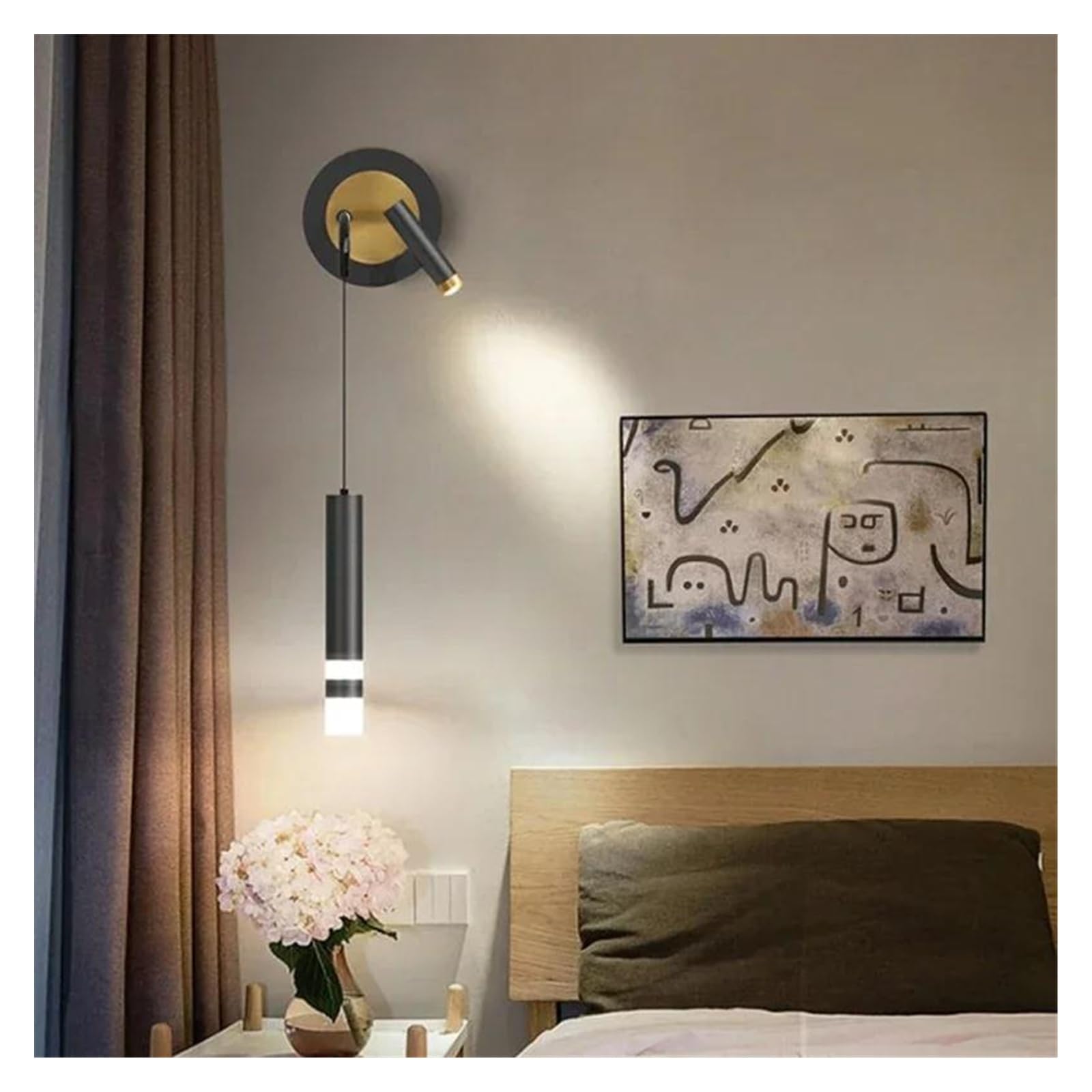 ZTCHSENZT Wall Sconces, Bedroom Bedside Wall Light Luxury Creative Study Reading with Spotlight Hanging Wire Copper Lamp,B-BIG