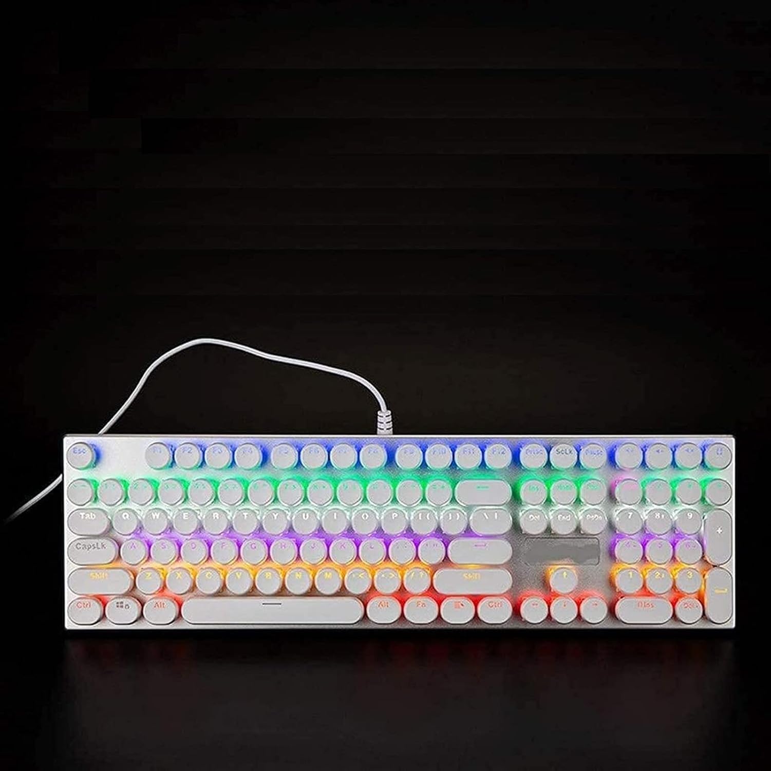 Tastiera e Mouse Gaming, Tastiera Meccanica Cablata 108 Tasti USB Interruttori Blu/Rosso Anti-ghosting Retroilluminazione LED RGB/Mista per Giocatori PC Compute