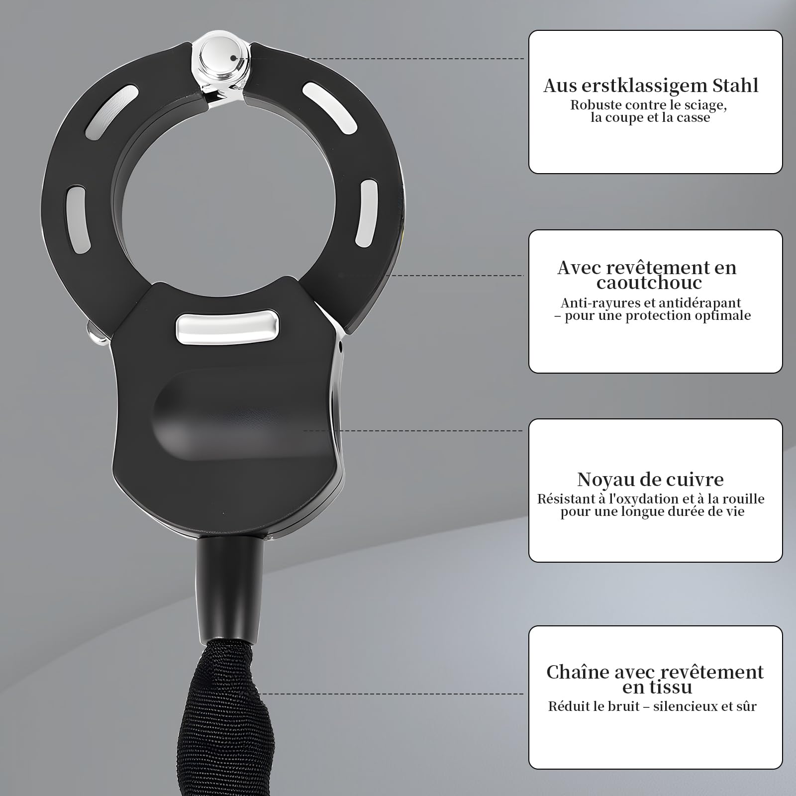Antivol Trotinette Electrique, Cadenas Trotinette Electrique Renforcé avec Clés, Antivol Sécurisé pour Scooter, Vélo et Trottinette Électrique (Noir)
