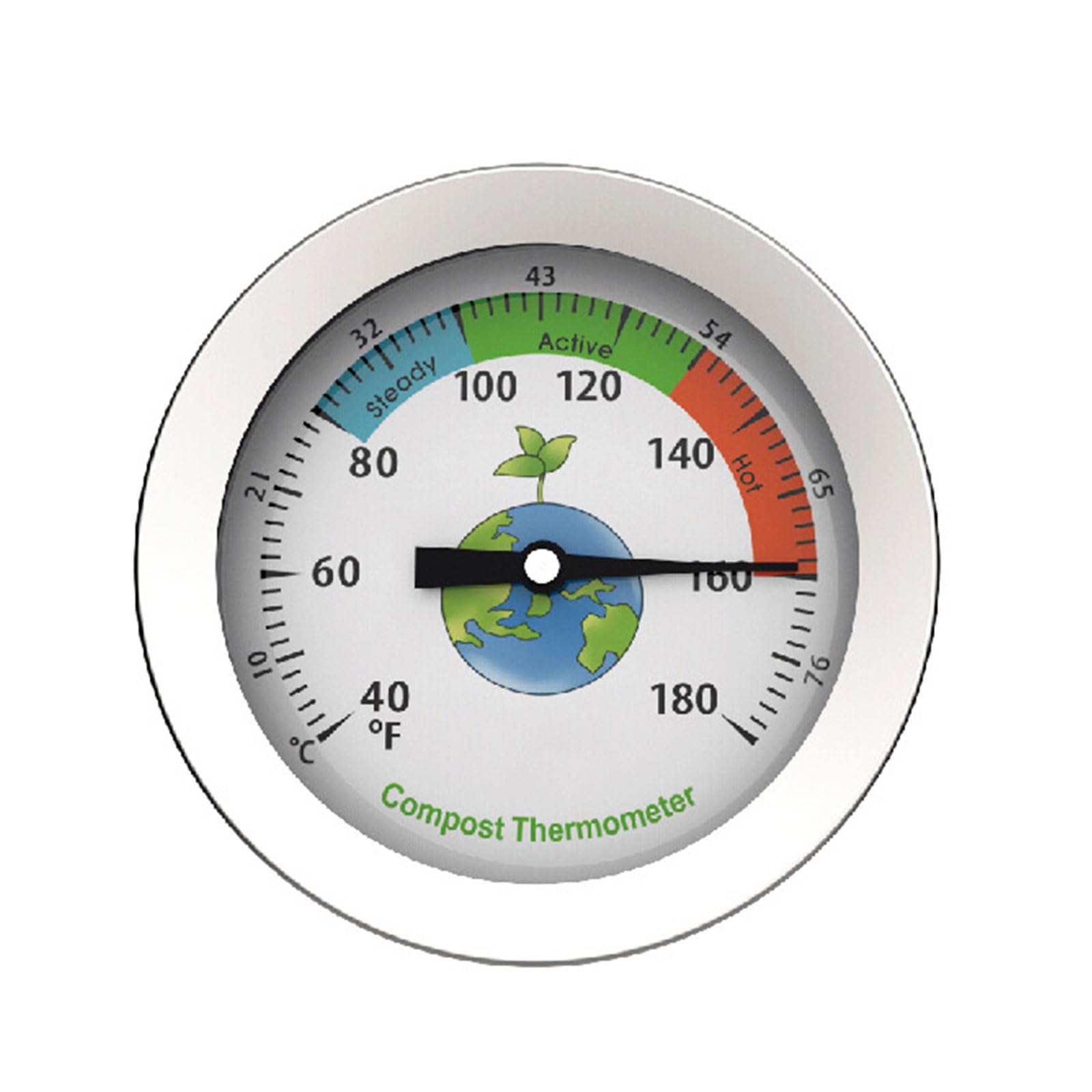 Hsyzygian Earth Waterproof 200 Soil Testing Thermometer, Long Compost Soil Garden Backyard 10~76°C 40°F~180°F Compost