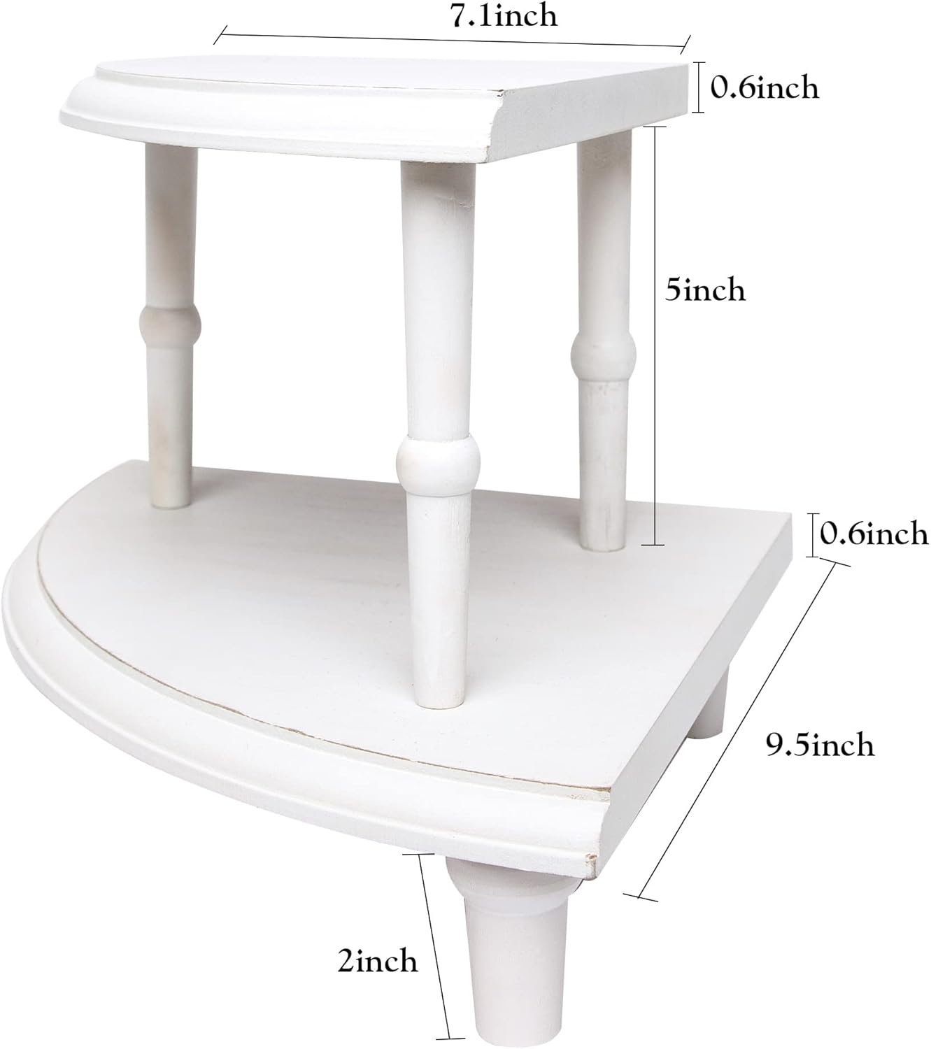 Defined Deco Kitchen Countertop Organizer-2 Tier Stackable Corner Shelf-White Bathroom Counter Organizer-Farmhouse Display Riser,Storage Pedestal Stand for Kitchen Counter Decor,Bathroom Storage Decor