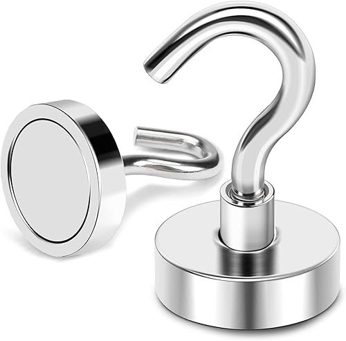 Miniatura 6 de MIKEDE Ganchos magnéticos resistentes, imán de 50 libras con ganchos para cabinas de cruceros, imanes fuertes de neodimio para colgar, ganchos
