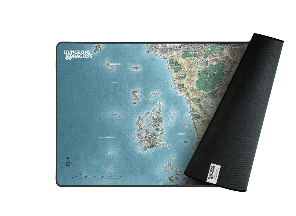 Konix Dungeons & Dragons Tappetino per mouse gaming XXL 80 x 46 cm - Base antiscivolo - Design Mappa di Faerûn