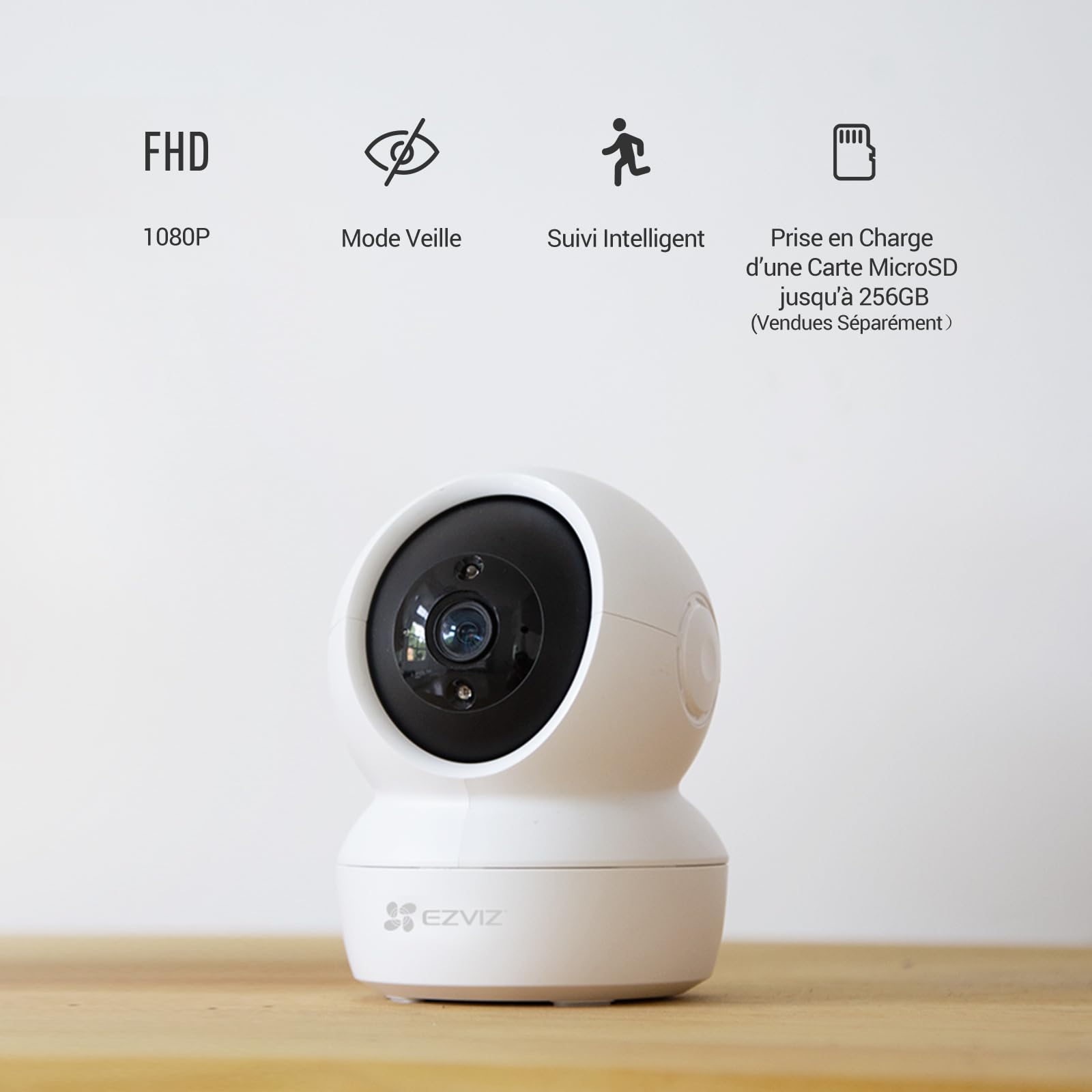 EZVIZ C6N Caméra Surveillance WiFi Intérieure 1080p, Pan/Tilt 360°, Vision Nocturne, Détection Mouvement