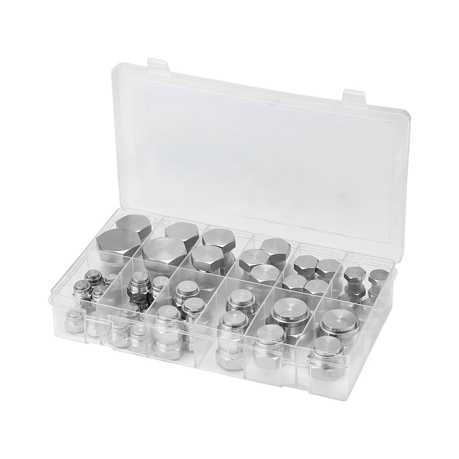 VEVOR 64-teiliges BSPP-Hydraulikfitting-Set, Hydraulikkappen- und Stopfen-Set mit Präzisionsgewinde, verzinkter Stahl, Hochleistungs-Adapter-Set, Armaturenbrettgrößen 04/06/08/10/12/16
