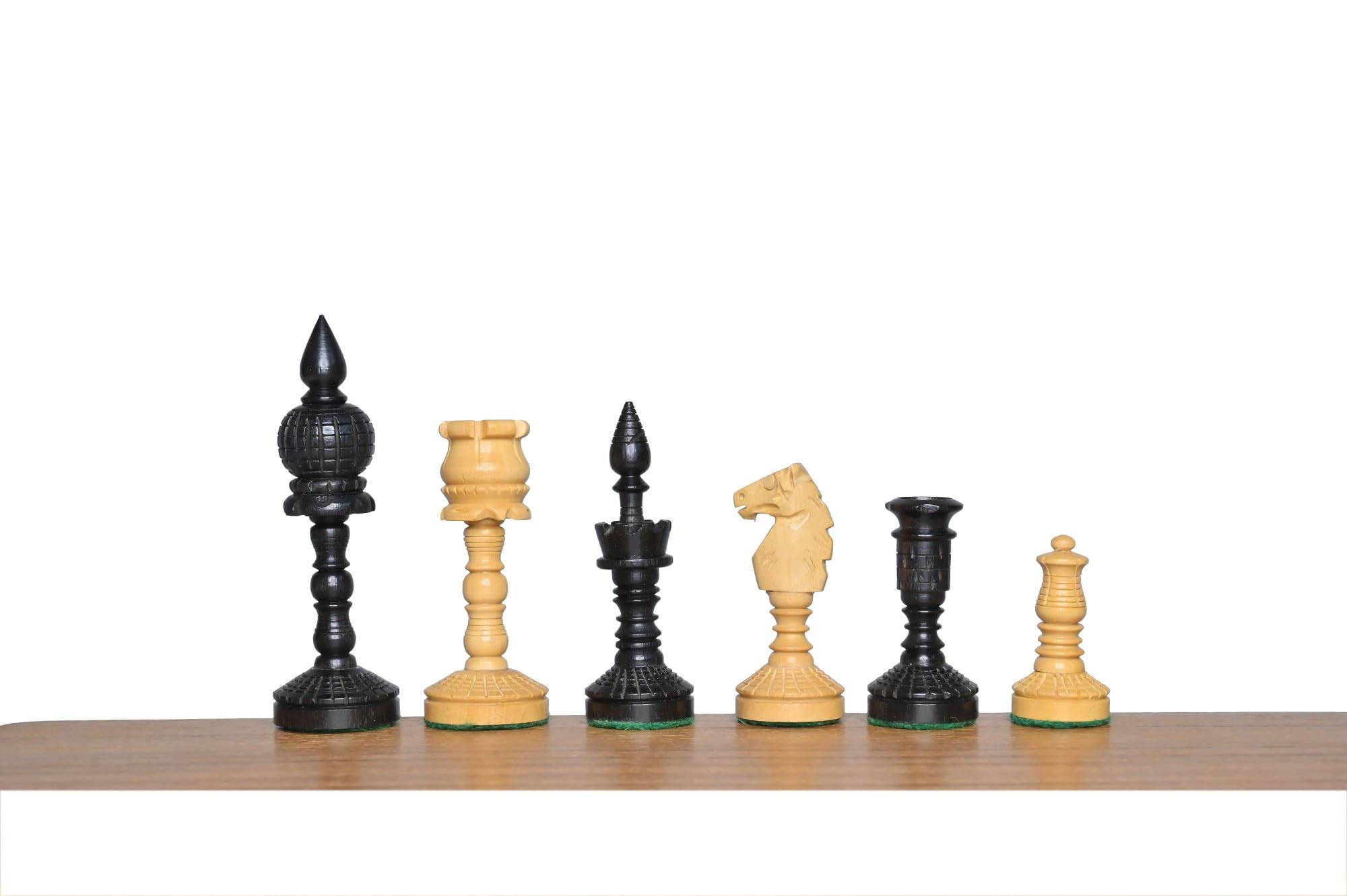 Pezzi di scacchi artistici della serie inglese da 9,4 cm | Scacchi vintage intagliati a mano in legno di ebano | Pezzi di scacchi di lusso