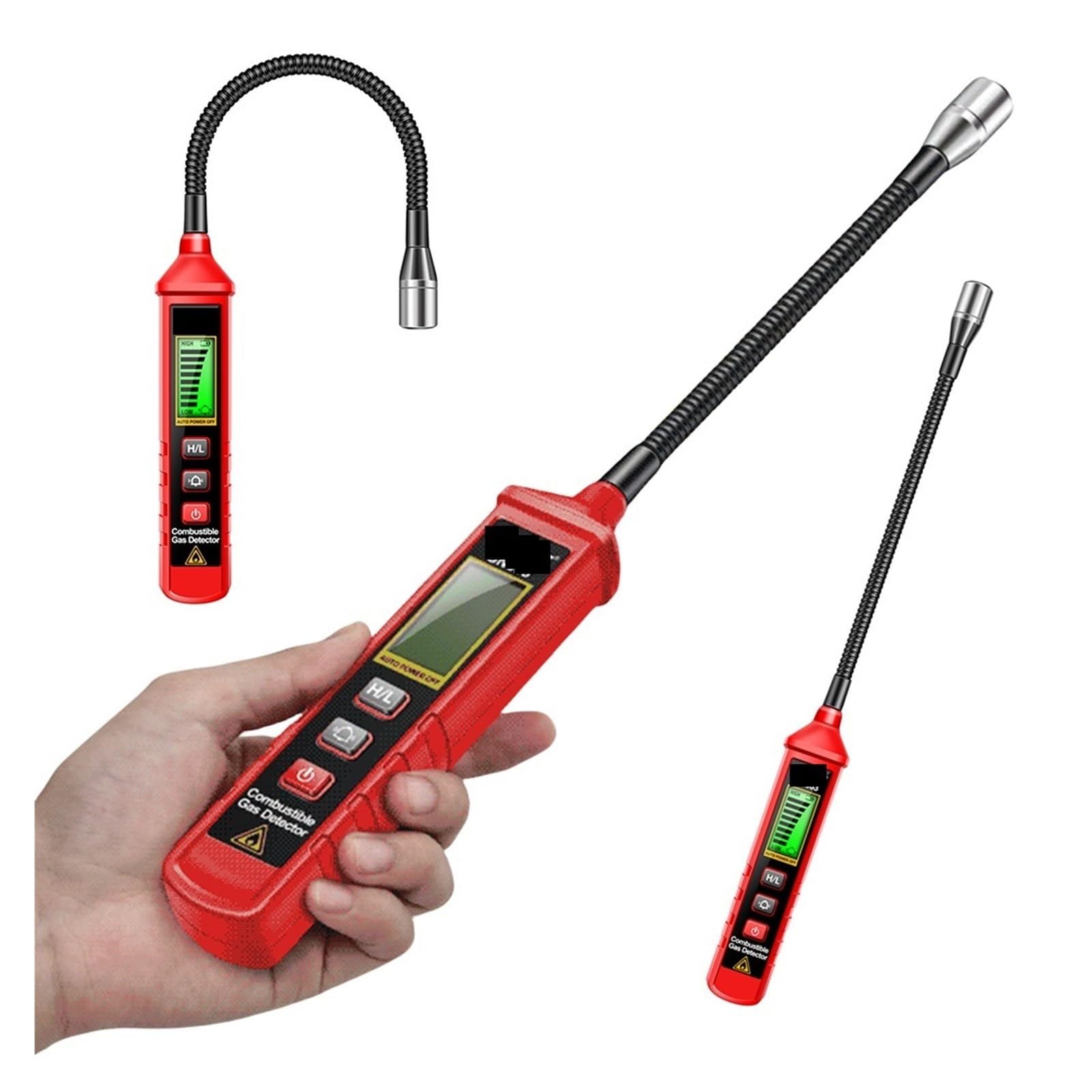 Lecksucher Lecktester for brennbare Gase, einstellbare Empfindlichkeit, Gasdetektor-Alarm for Zuhause und Wohnmobil, zur Ortung der Quelle von Methan-Erdgas halten anspruchsvollen Umgebungen stand
