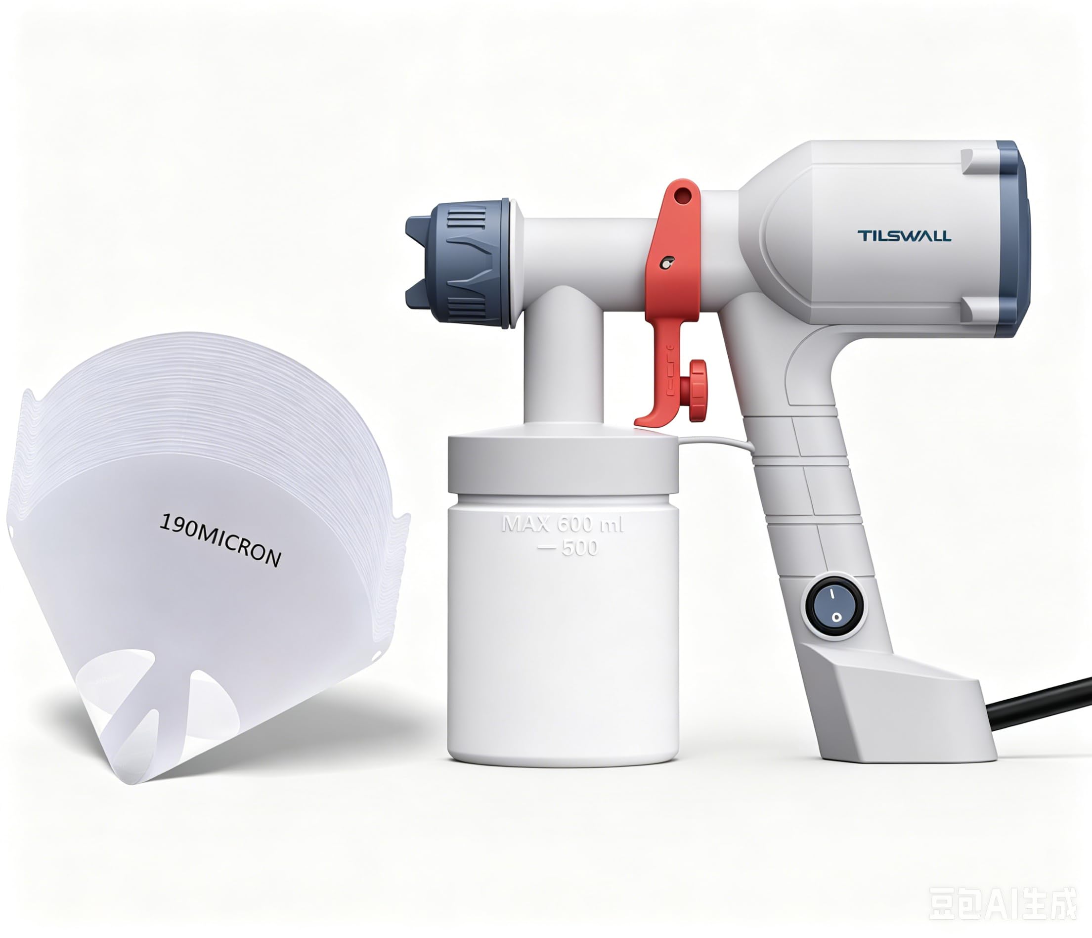 Pistola de pintura eléctrica Tilswall y 50 filtros de 190 µm para lacar muebles