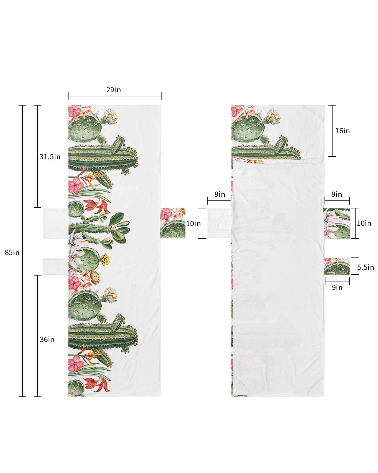 Cactus Beach Lounge Chair Towel Cover, Soft Chaise Lounge Towel with Side Pockets Patio Pool Chairs Cover for Beach/Pool Sunbathing 29x85 Summer Tropical Plants Pastoral Botanical Flowers