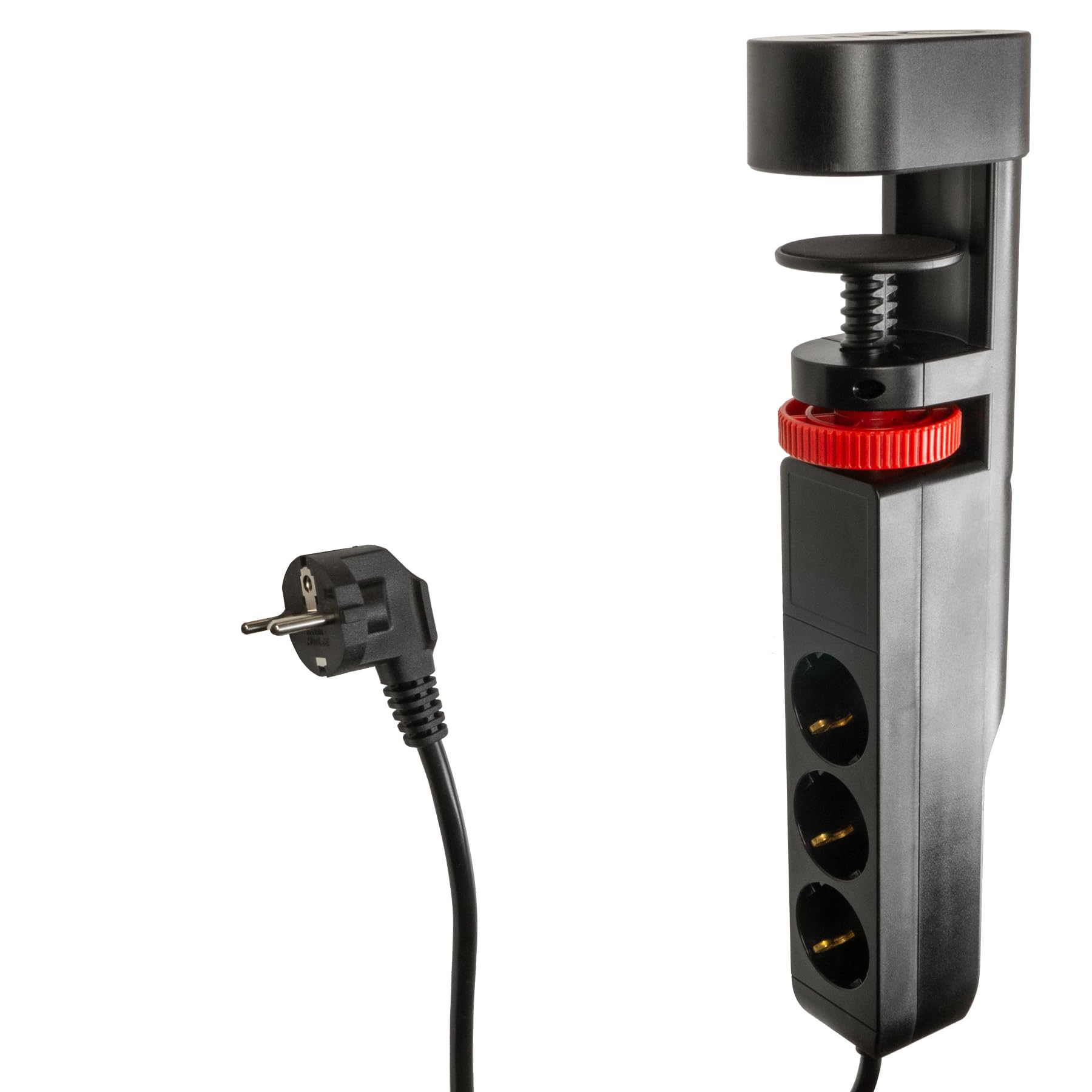 FeinTech MD833 - Regleta de escritorio con 3 enchufes con 2 puertos USB y 1 USB-C PD (20 W), regleta de escritorio con interruptor, cable de 3 m, color negro