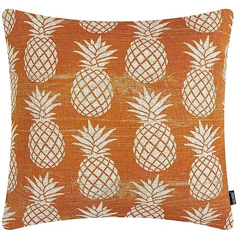 TRENDIN Pineapple Pillow Cover 18X18 for Couch Summer Tropical Decor Square Linen Cushion Case Sofa Home Decorations Orange PL1037TR Cover