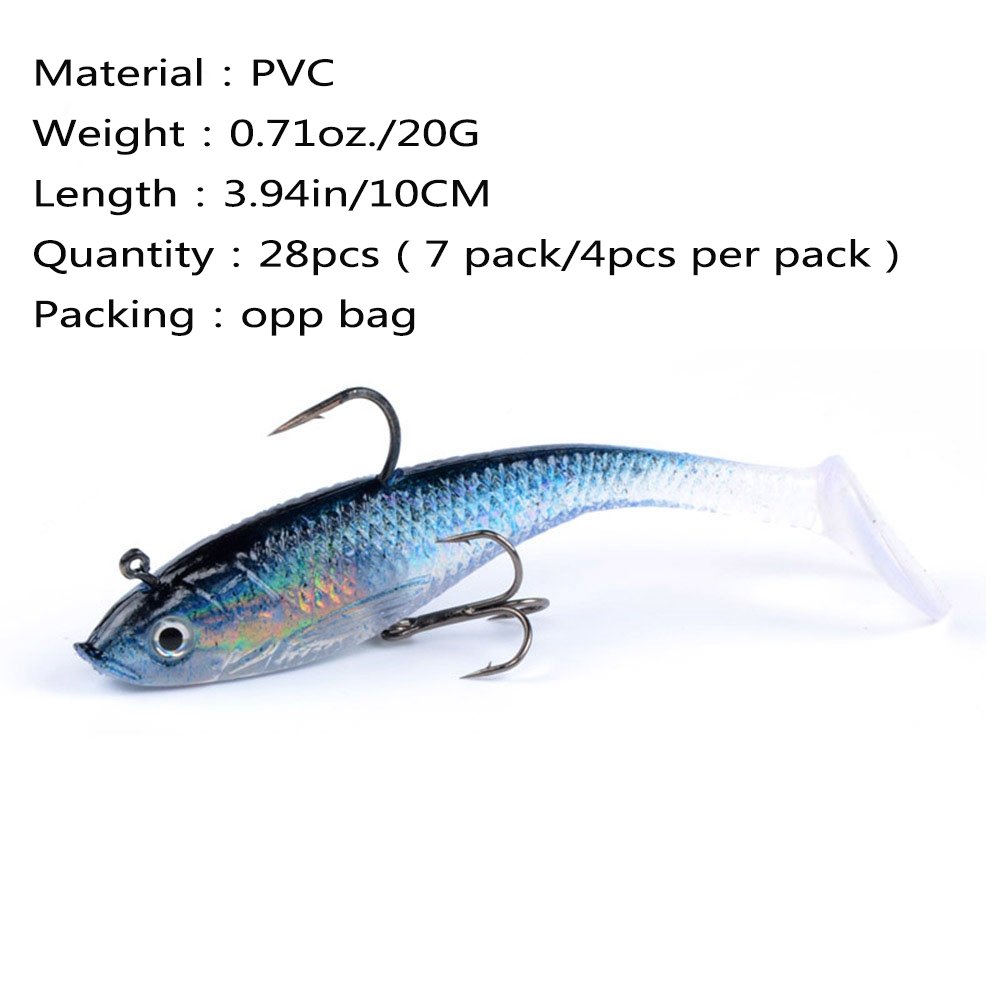 Miękkie główki przynęty 3D Baitfish z ogonem wiosła do łowienia przynęt (PCV, 19,4 g/10 cm, 7 opcji kolorów)