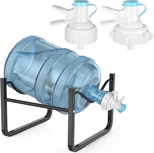 Soporte para Jarra de Agua de 3 a 5 Galones HAVEDAWN y 2 Válvulas Dispensadoras, Soporte Resistente a la Oxidación que Evita Derrames con Boca de