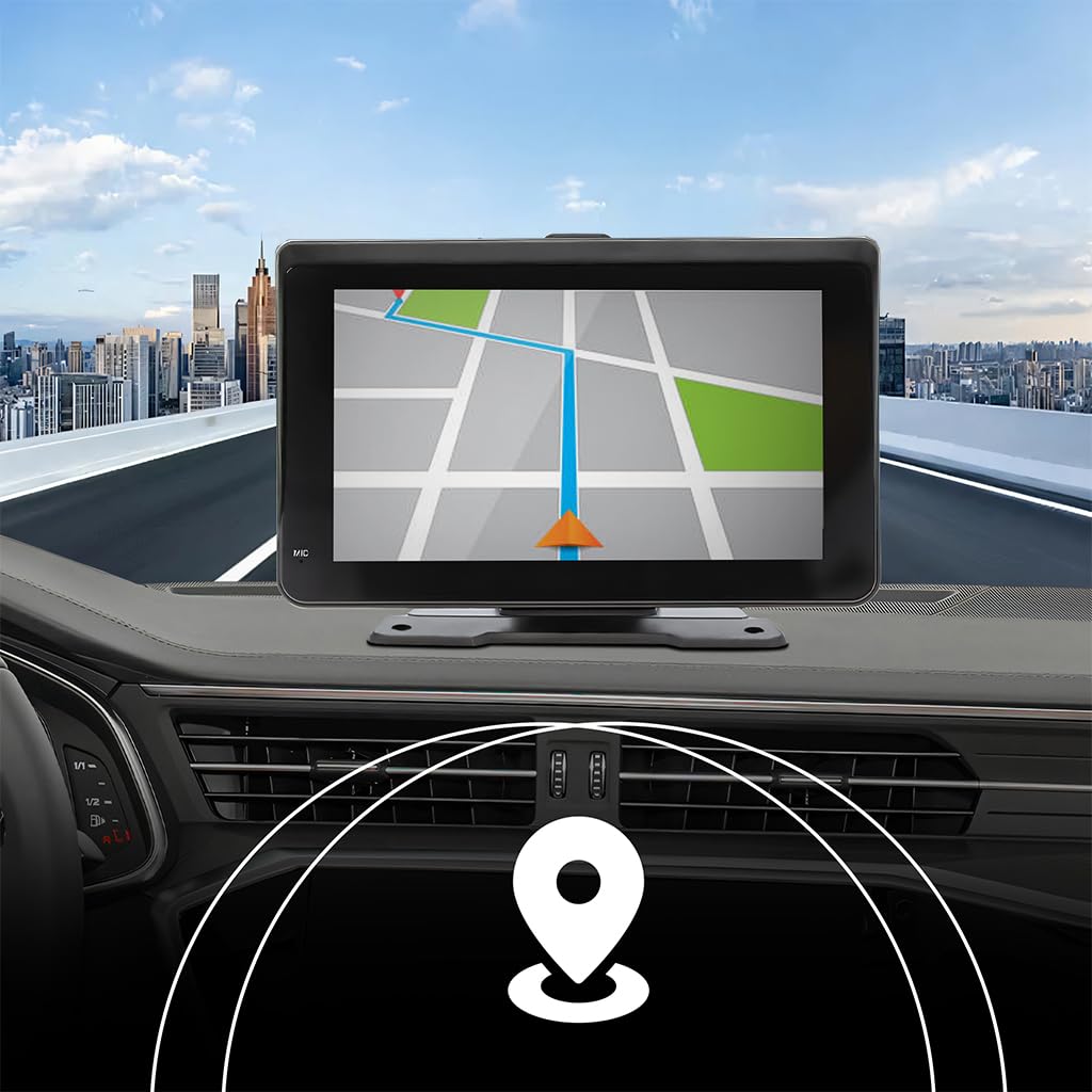 Retoo Carplay Display 7 Zoll, Multimediastation, Android Auto, Schwarz