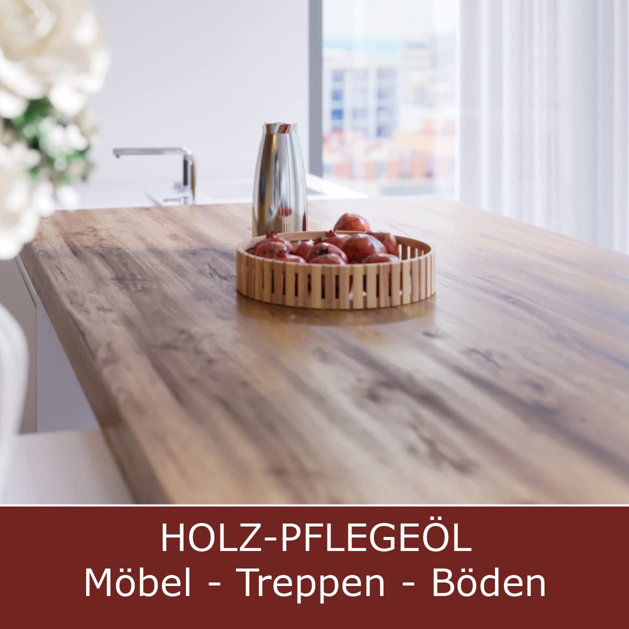 OLI-NATURA Holz-Pflegeöl für innen (geeignet für Möbel, Treppe, Parkett und Holz-Boden), 1 Liter, Farblos/natur