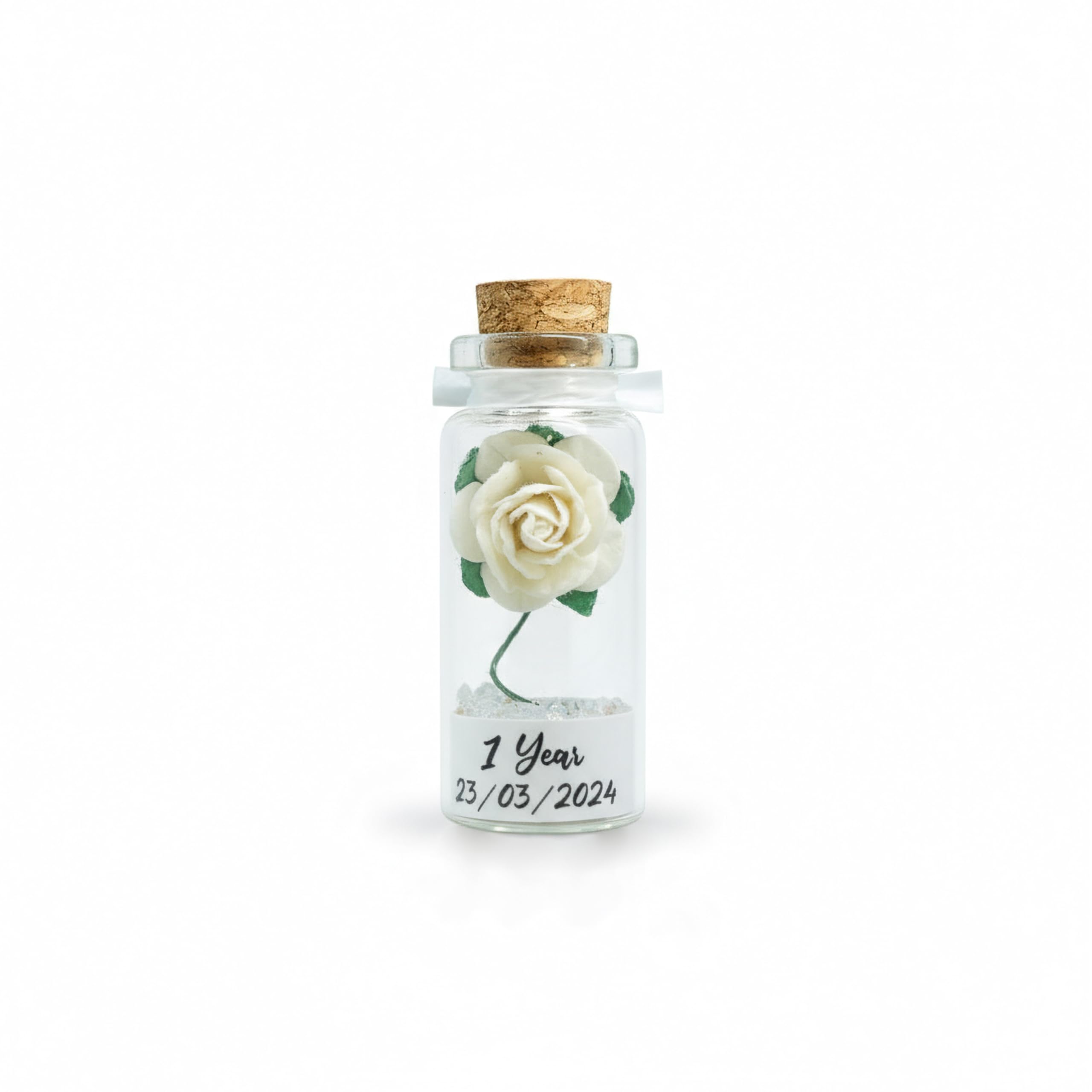 1st Paper Anniversary miniature gift, 1 year wedding anniversary personalised handmade gift, keepsake mini paper rose anniversary gift