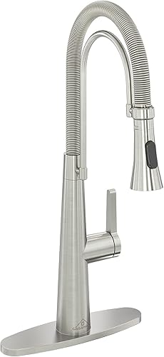 CASAINC Grifo de cocina de níquel cepillado grifo de fregadero de cocina de 18 GPM grifo de cocina de 13 agujero mango alto de acero inoxidable para