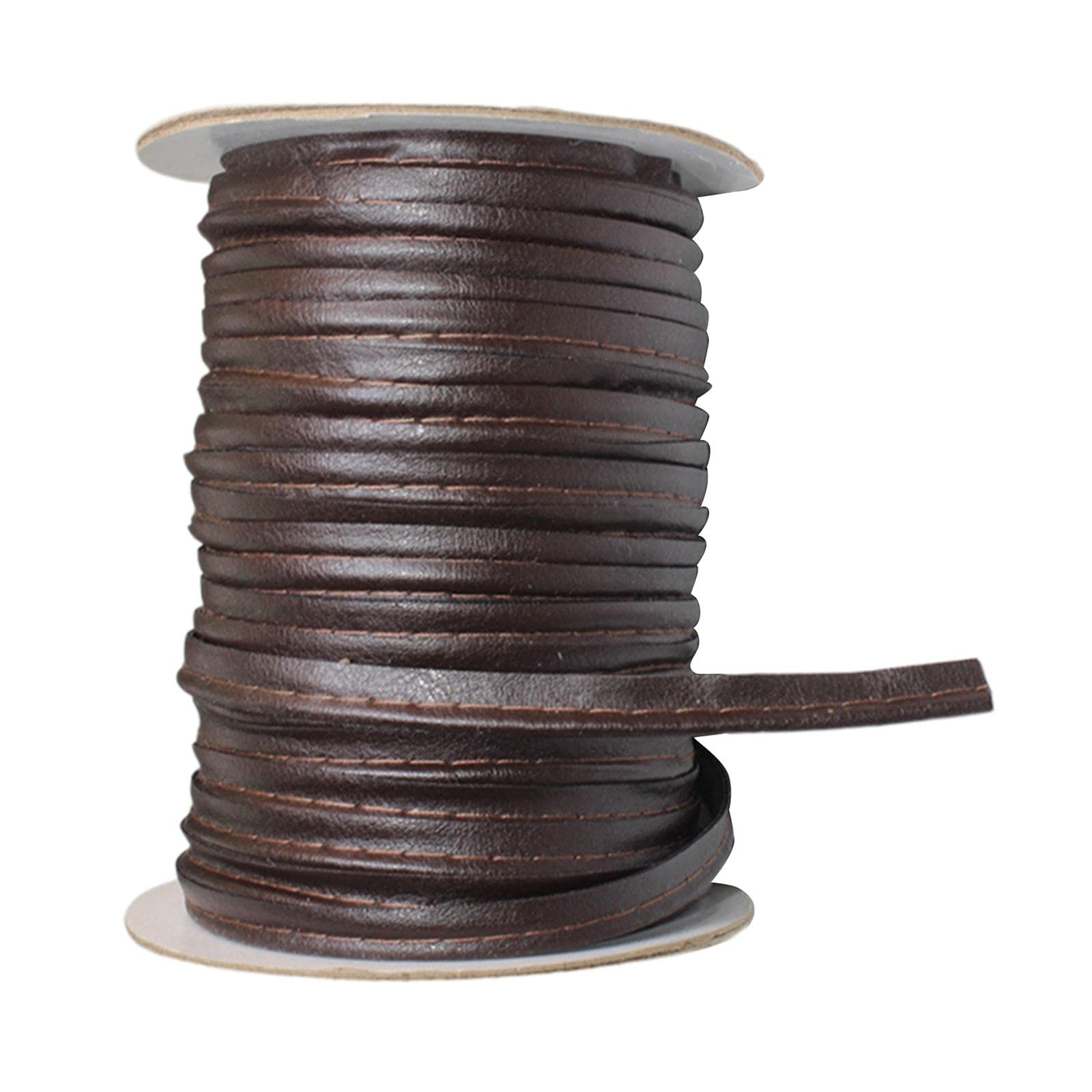 Faux Leather Bias Tape Spool - 50 Yards Continuous Bulk for Apparel Sewing and Quilting - Brown