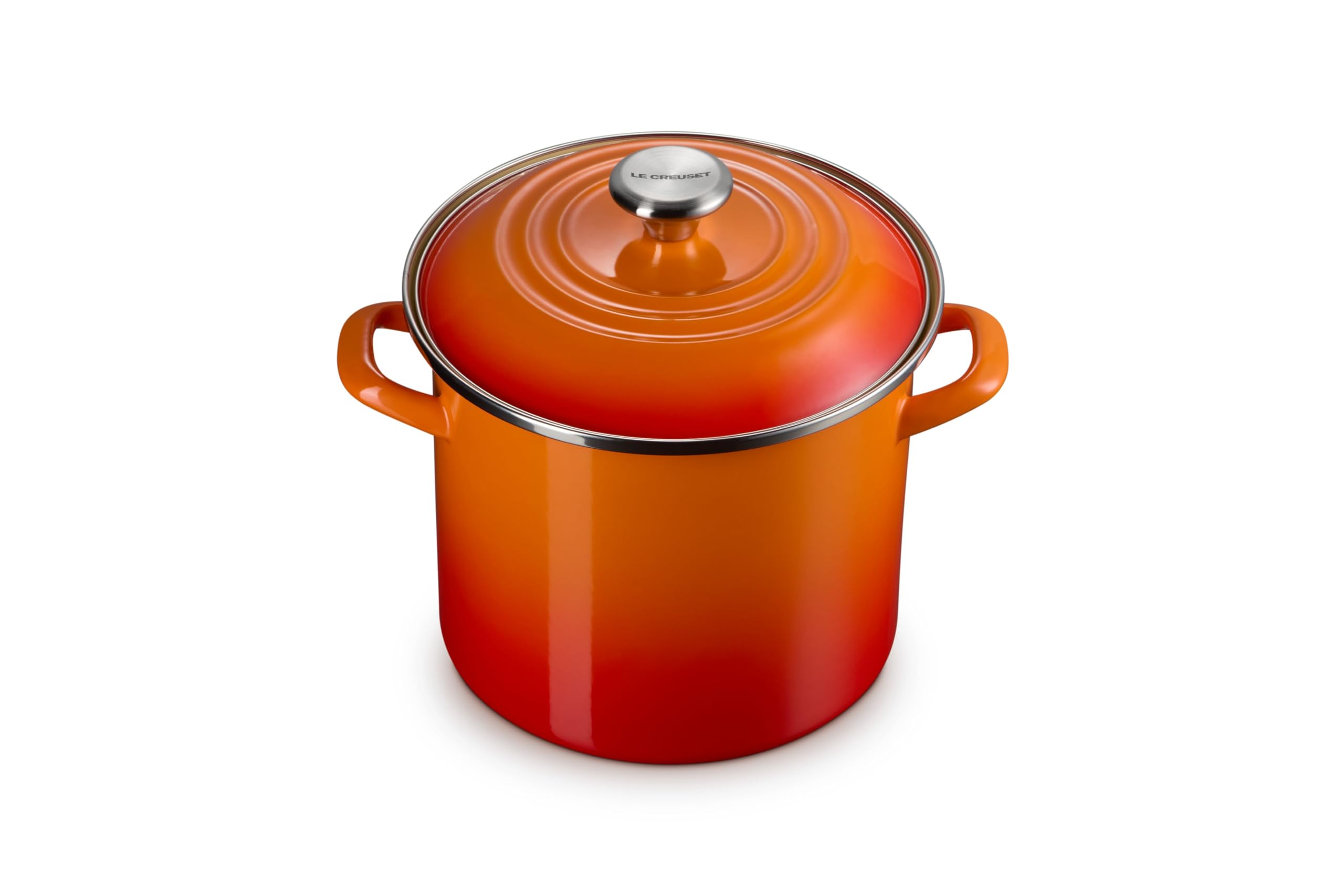 Le Creuset Enamel on Steel Traditional Stockpot, 8 qt., Flame with Stainless Steel Knob