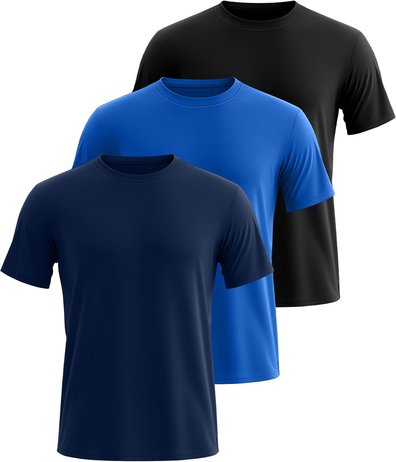 Ficerd 3 Pack Swim Shirts for Men Short Sleeve Quick Dry Shirts Crew Neck Rash Guard UV Athletic Lightweight Basics Tees - Image 4