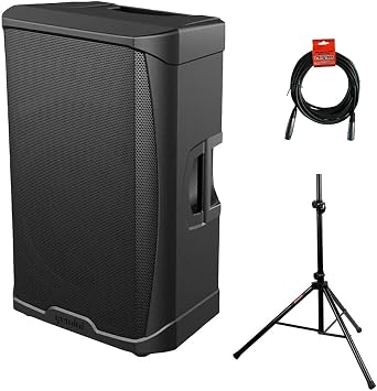 Gemini Sound GD-215PRO 1300-Watt Professional PA Speakers with Bluetooth Bundle with Auray SS-4420 Steel Speaker Stand and XLR- XLR Cable