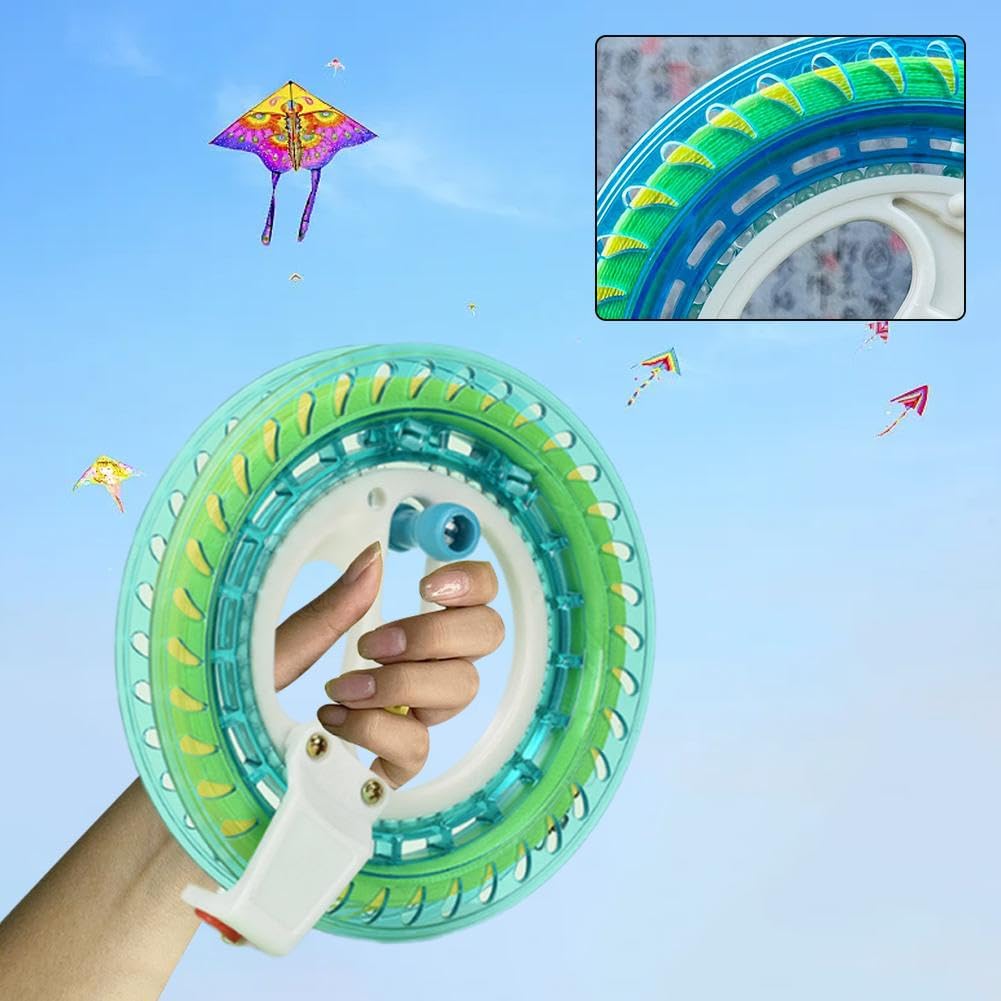 Avvolgitore bobina aquilone, strumento di avvolgimento volante bobina aquilone con 200 metri di linea maniglia blu accessori aquilone all'aperto strumenti di volo