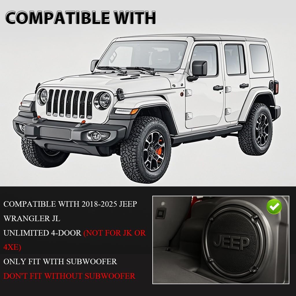 Floor Mats TPE Cargo Liners Compatible with Jeep Wrangler JL Unlimited 4 Door Only 2018-2024 (Not Fit JK or 4XE) 1st & 2nd Row