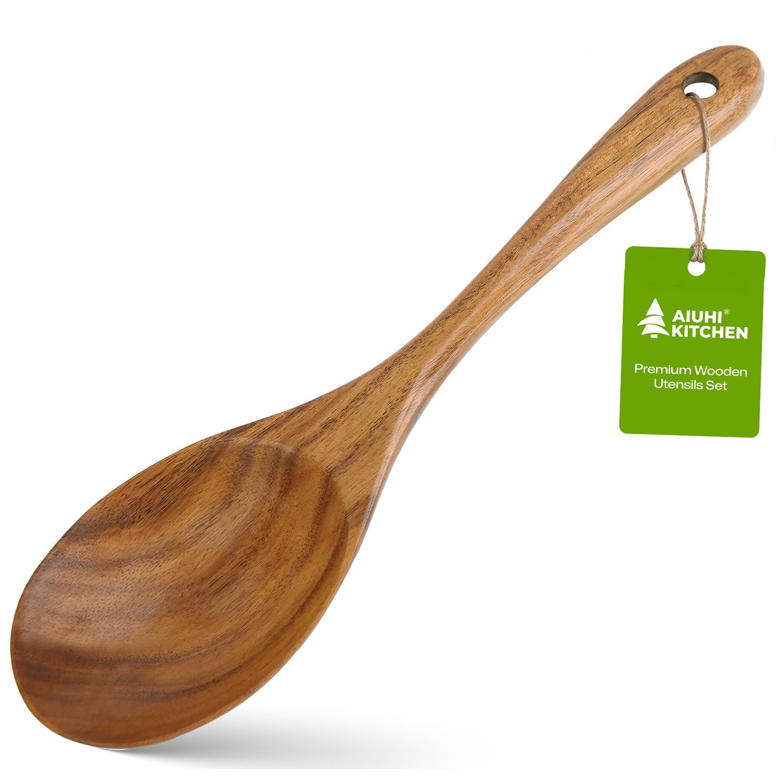 AIUHI Premium Teak Wood Salad Serving Fork, Ergonomic Handle Non-Scratch Wooden Cooking Fork, Durable Kitchen Utensil for Salad Mixing Pasta Tossing and Food Serving — Amazon image 9