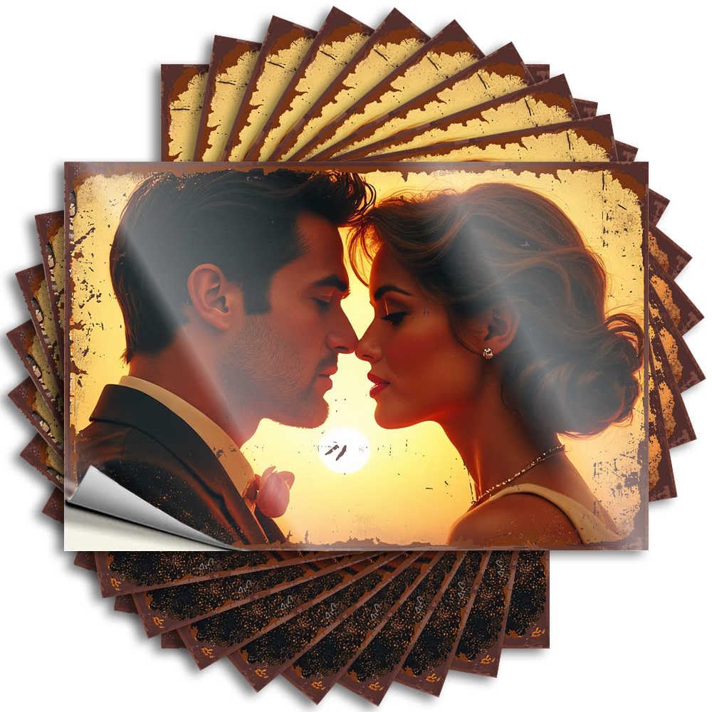 Camper Van Accessories Laptop Tattoos | Sunset Romance: A Couple's Close Embrace Small for Motorcycle Decor(12X18CM)