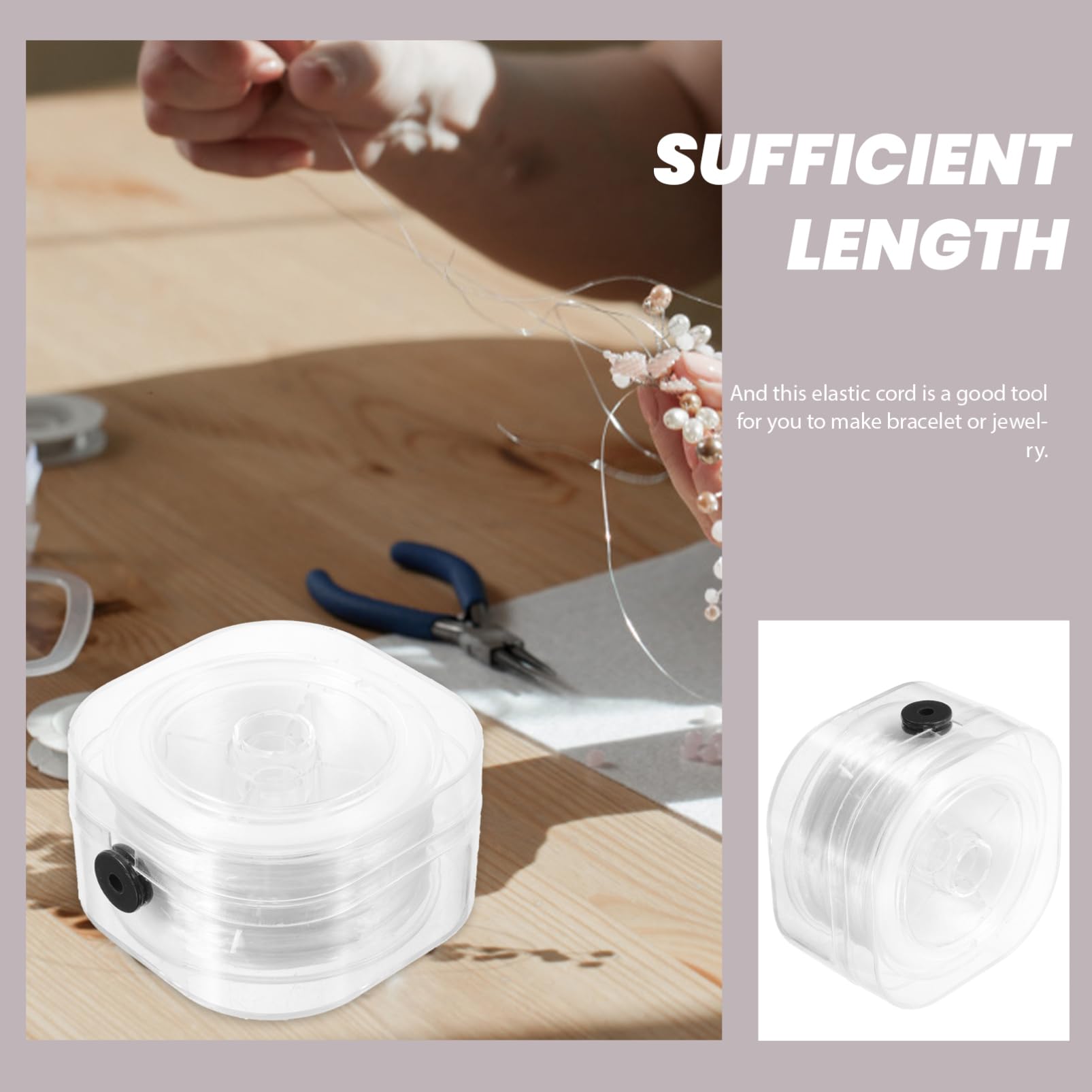 Tofficu 5 Rollen bastelmaterial bastel Materialien Hand schmuck gummizugband Beads for Jewellery Perlenschnur Bungee Haken Seilkette elastisches Schmuckseil elastischer Faden Elasthan Weiß