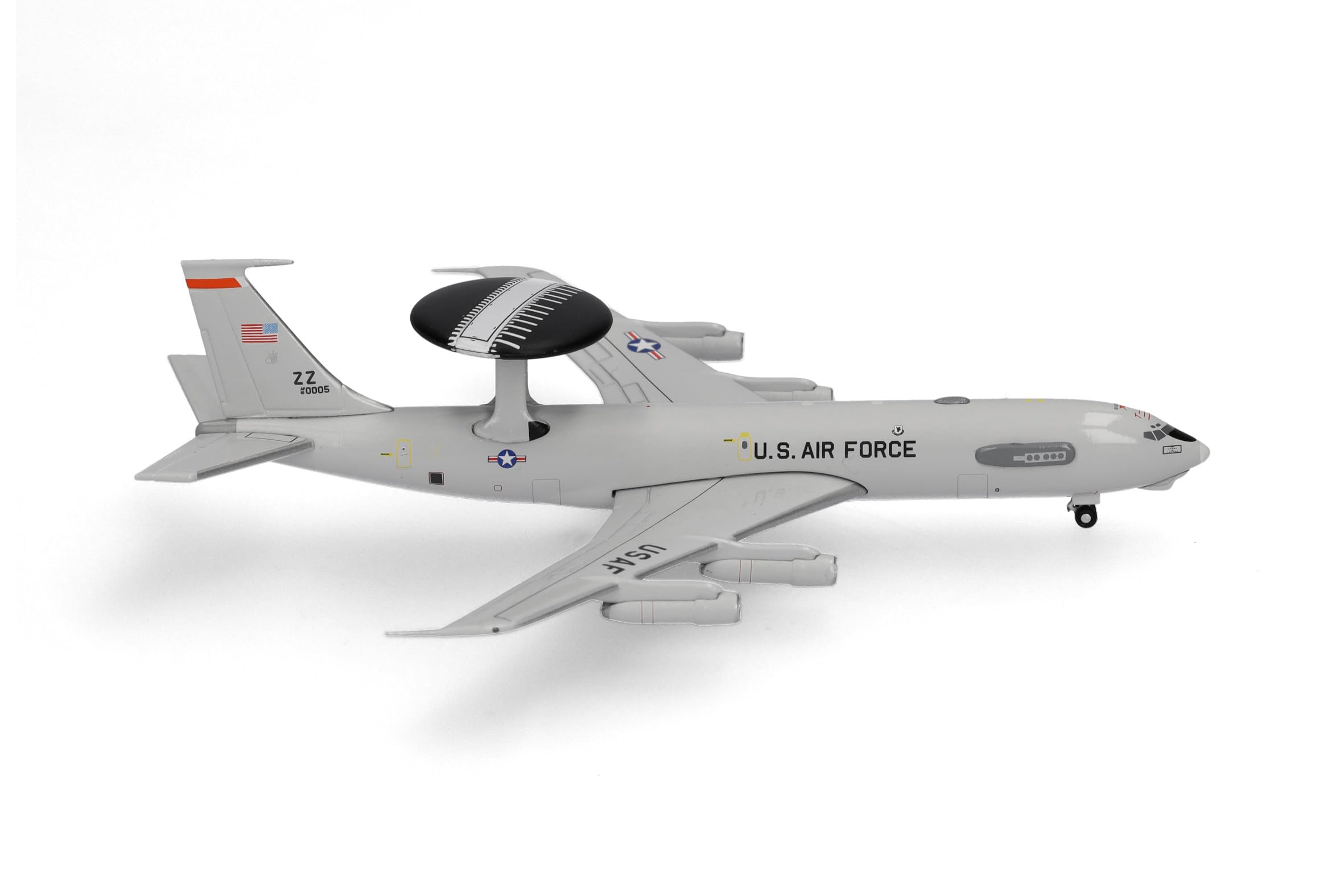 Herpa Modellflugzeug U.S. Air Force Boeing E-3 Sentry - 961st Airborne Air Control Squadron, Kadena Air Base, Miniatur im Maßstab 1:500, Military, Sammlerstück, Flugzeug Modell ohne Standfuß, Metall