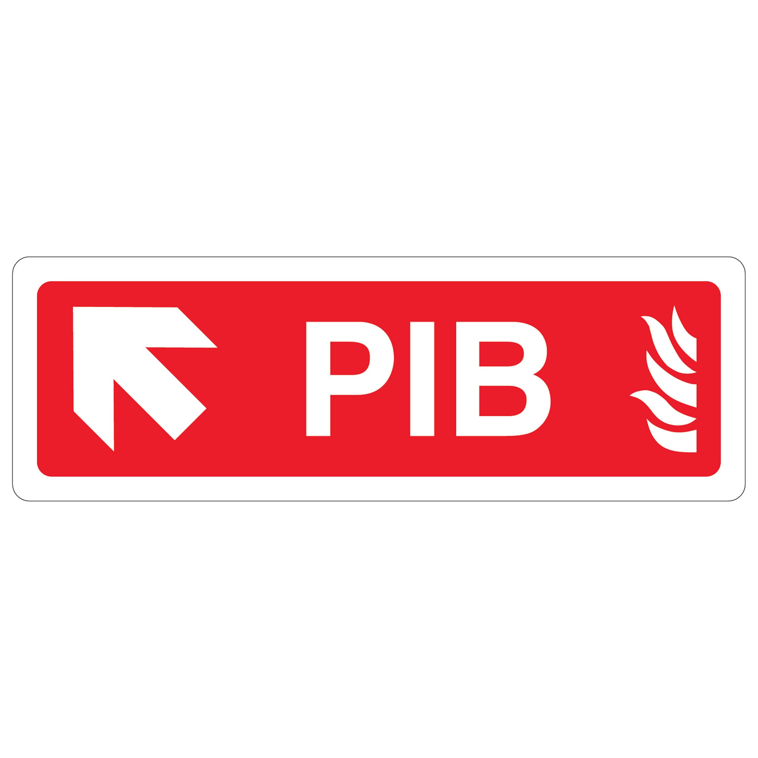 V Safety PIB Arrow Up/Left 450 x 150 mm - Self Adhesive Vinyl - Aluminium Effect Safety Sign