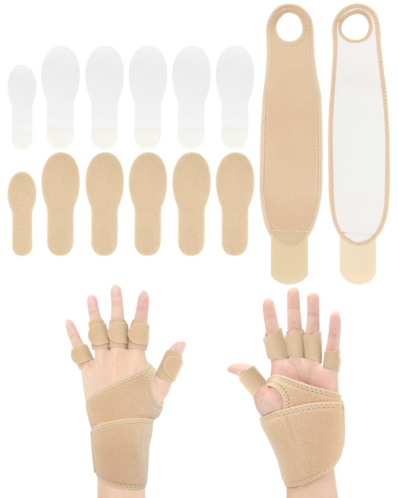 14 PCS Castor Oil Pack Wraps for Hands Wrists and Fingers,Castor Oil Compression Hand Wraps,Self Adhesive Adjustable Wrists and Fingers Wraps,Reusable Wrists and Fingers Straps for Left & Right Hand Women & Men,Castor Oil Not Included