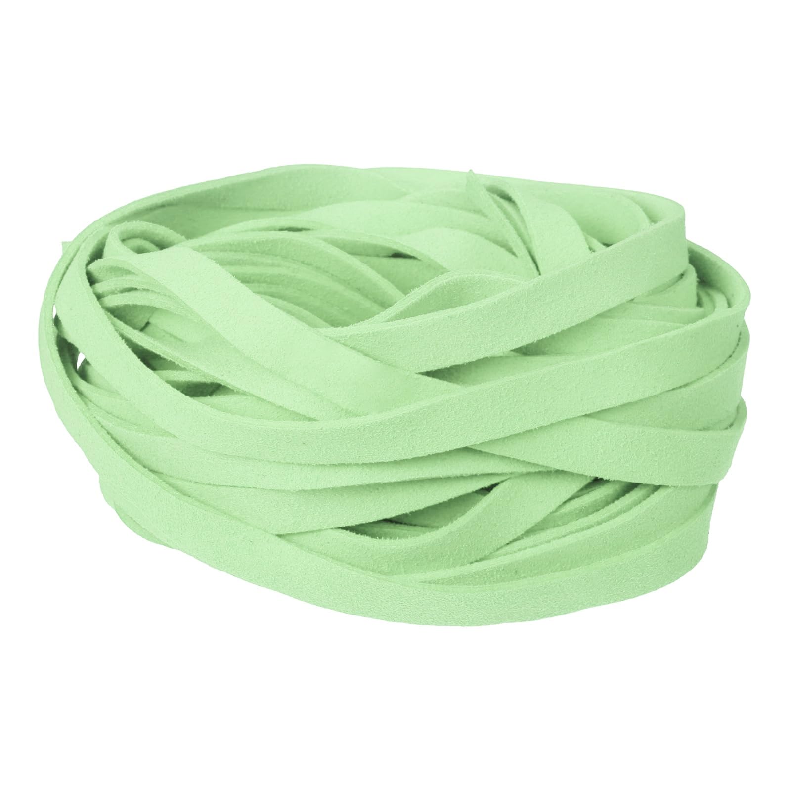 sourcing map 10Pcs 1m x 10mm Flat Leather String Cord, 1.4mm Thick Craft Suede Ribbon Braiding Lacing Strips Thread Rope for DIY Leather Crafts Necklace Bracelet Collars Belts, Mint Green