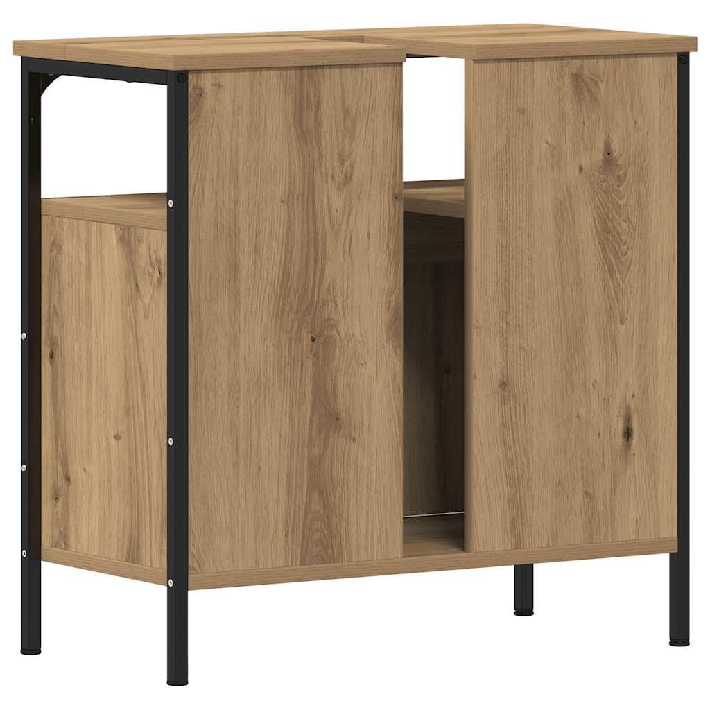 Mueble bajo lavabo de roble Artisan, 60 x 30 x 60 cm, material de madera con estructura de acero, robusto armario de baño, diseño moderno para pequeños baños invitados, inodoro y pasillo
