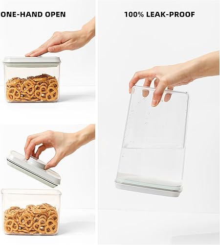 Miniatura 2 de JIMALL - Recipientes apilables para almacenamiento de alimentos, recipientes apilables con tapas herméticas, a prueba de fugas para harina de