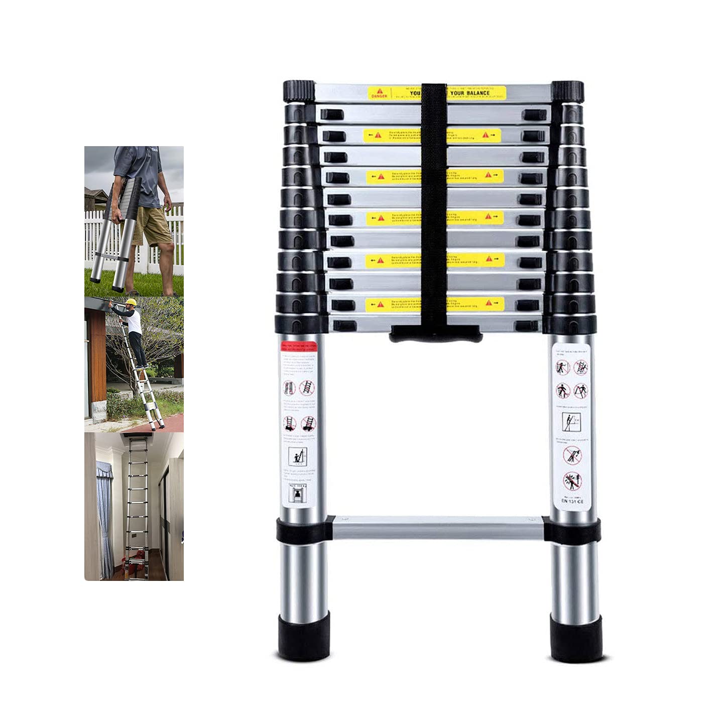 Buy Telescopic Ladder 3.8M MultiPurpose Folding Aluminium Telescoping