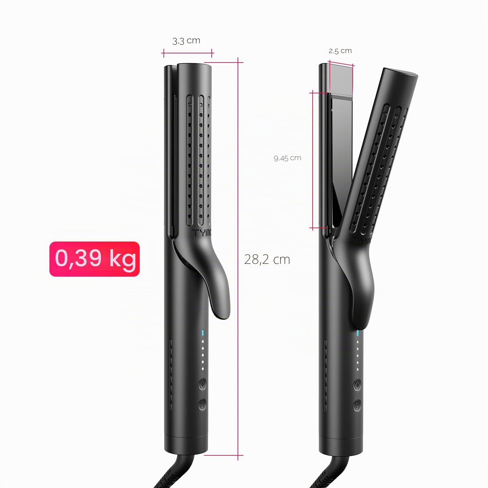 TYMO Airflow Glätteisen Locken und Glätten - Ionen Haarglätter und Lockenstab 2 in 1 für Schnell Glätten oder Natürliche Wellen mit 360° Luft, Verbrühschutz 32mm Lockenstäbe für Große Locken, Schwarz