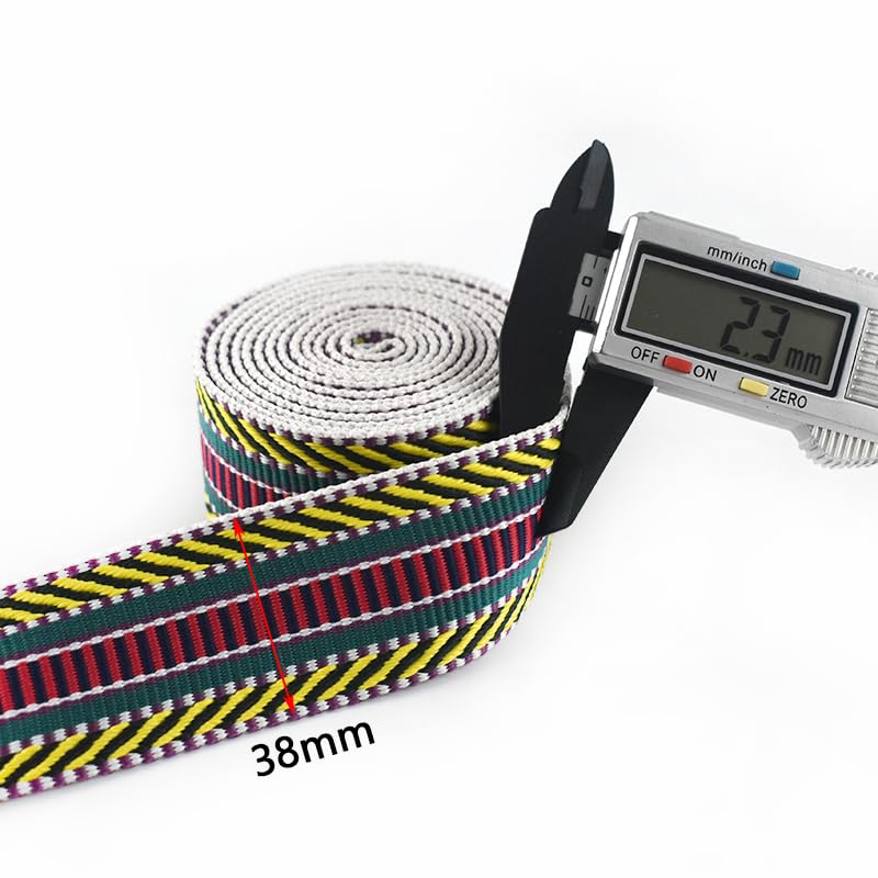 5 mètres 38mm Jacquard Nylon Sangle Ruban décoratif Sac à Dos Sangle Bagages Sac Ceinture Bricolage matériel de Couture Accessoires