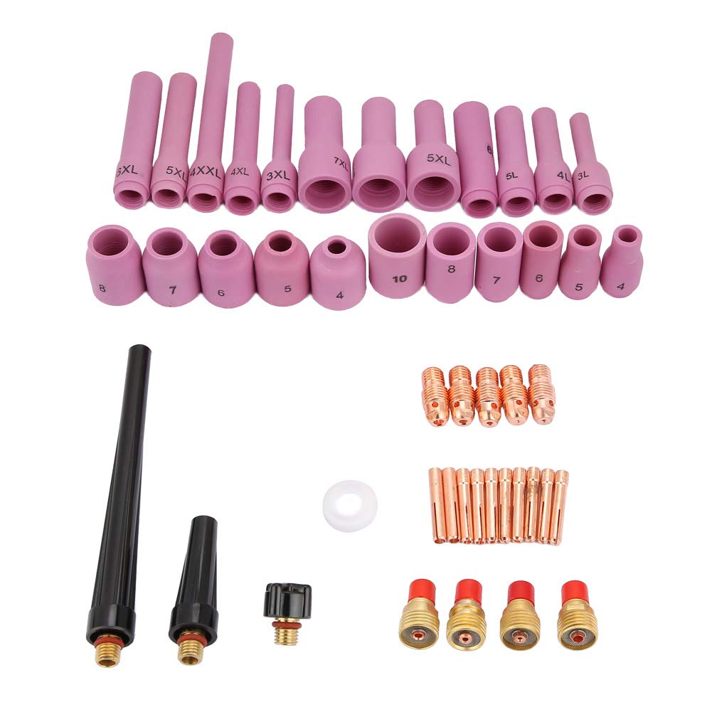 Akozon 46pcs Set di Materiali di Consumo per Torcia per la Serie WP -9/20/25 - Ugelli TIG, Parti degli Ugelli del Gas, Accessori Essenziali di Saldatura