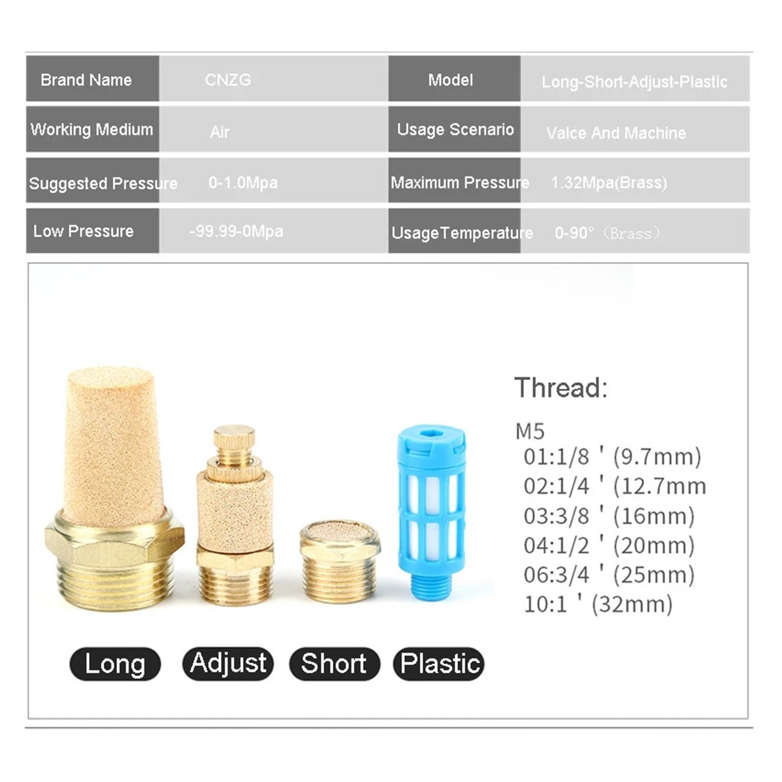 Silenziatore di scarico pneumatico Ottone BSP 1"