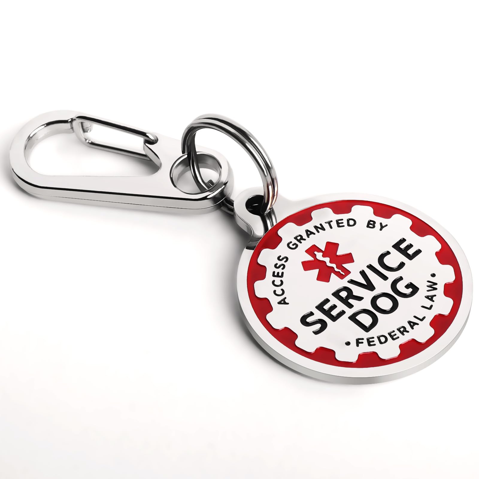Service Dog Tag,Engraved Metal Dog ID Tag with Double Sides for Small Medium Large Extra-Large Dogs,Long-Lasting 1.2 Inch Tag Easy to Attach for Service Dog Collar Vest Harness